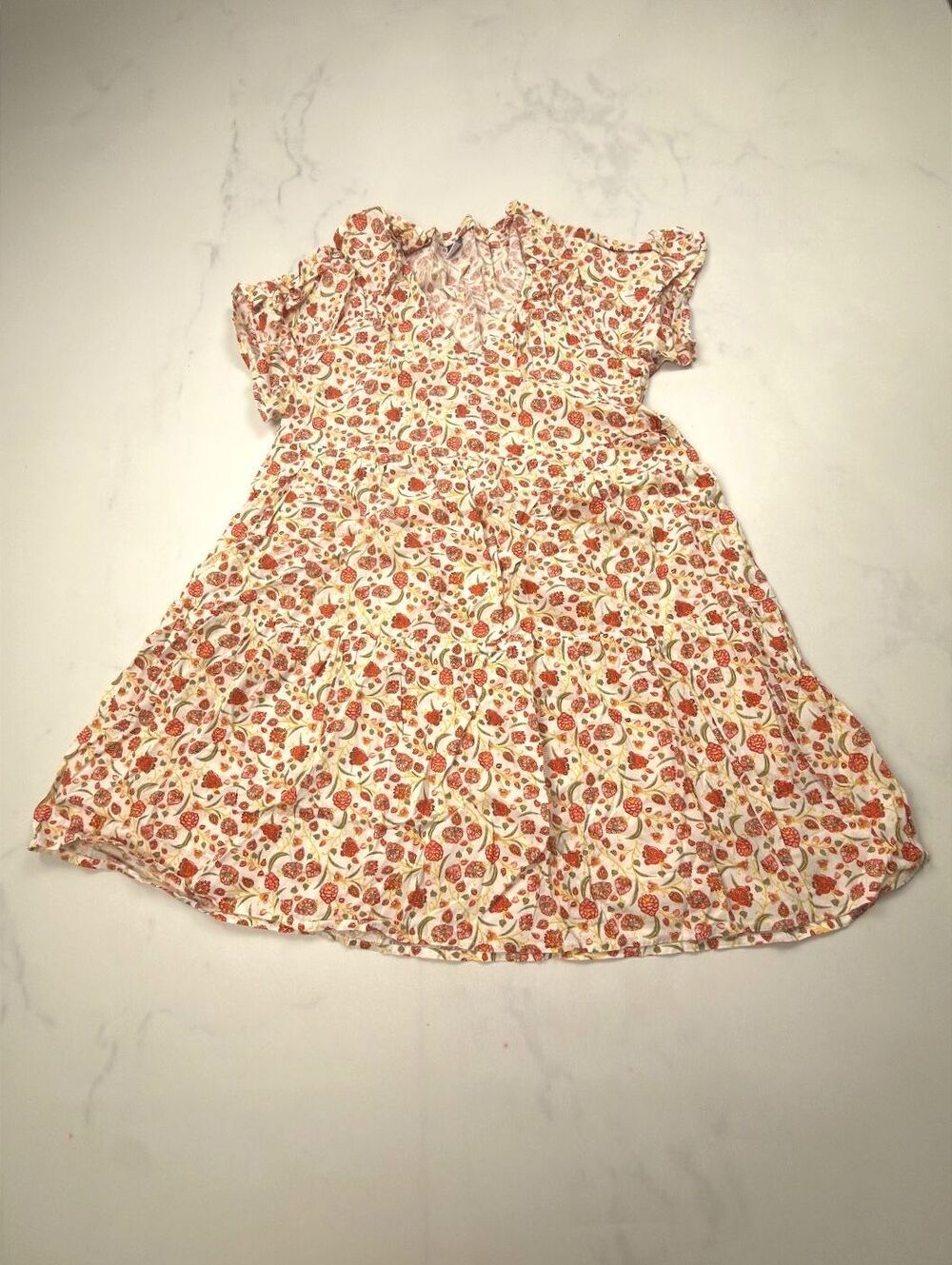 Old Navy Floral Print Dress Cream Fit & Flare - Womens M
